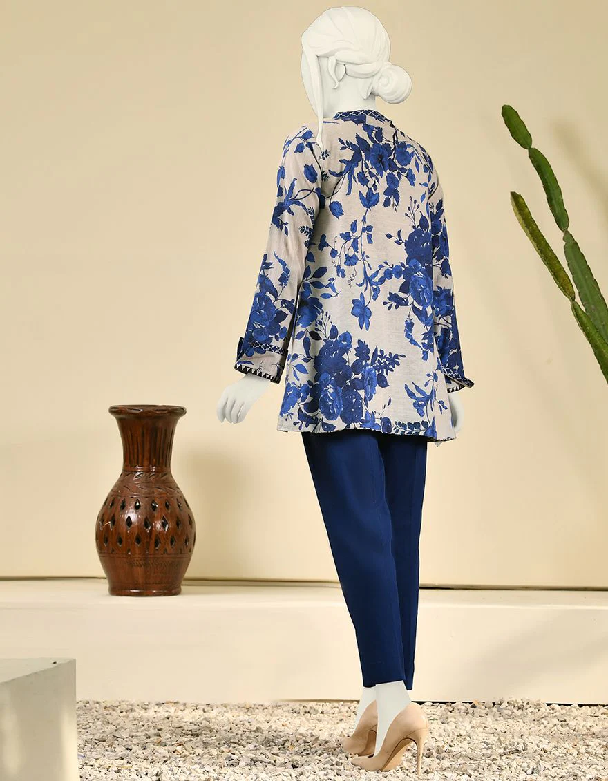 BLUE KHADDAR TOP COAT | JJLJ-W-JJKT-US-21-002 FB/BLUE RAYS - Image 2
