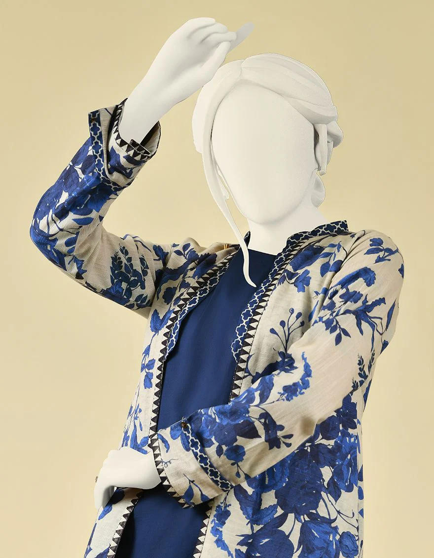 BLUE KHADDAR TOP COAT | JJLJ-W-JJKT-US-21-002 FB/BLUE RAYS - Image 3