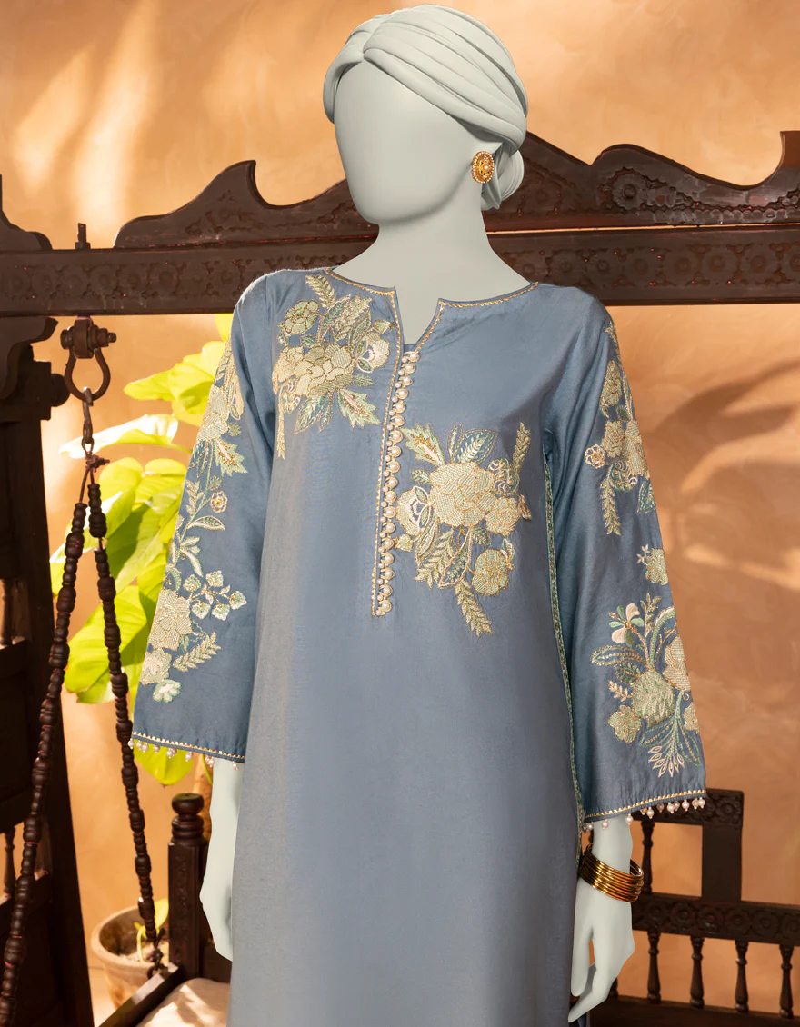 BLUE COTTON NET KURTI | JJLK-S-JFS-25-205 FB/ELFESYA-05 - Image 2