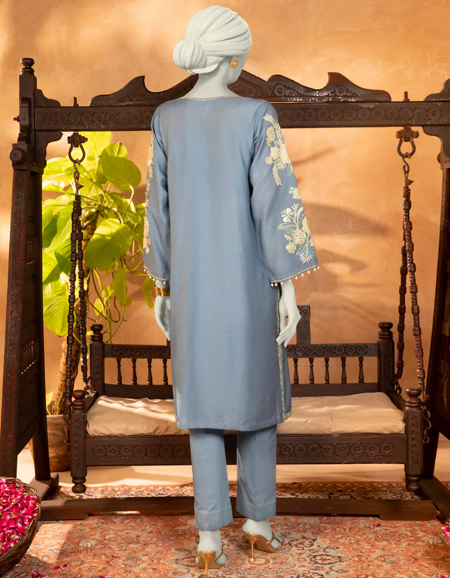 BLUE COTTON NET KURTI | JJLK-S-JFS-25-205 FB/ELFESYA-05 - Image 3