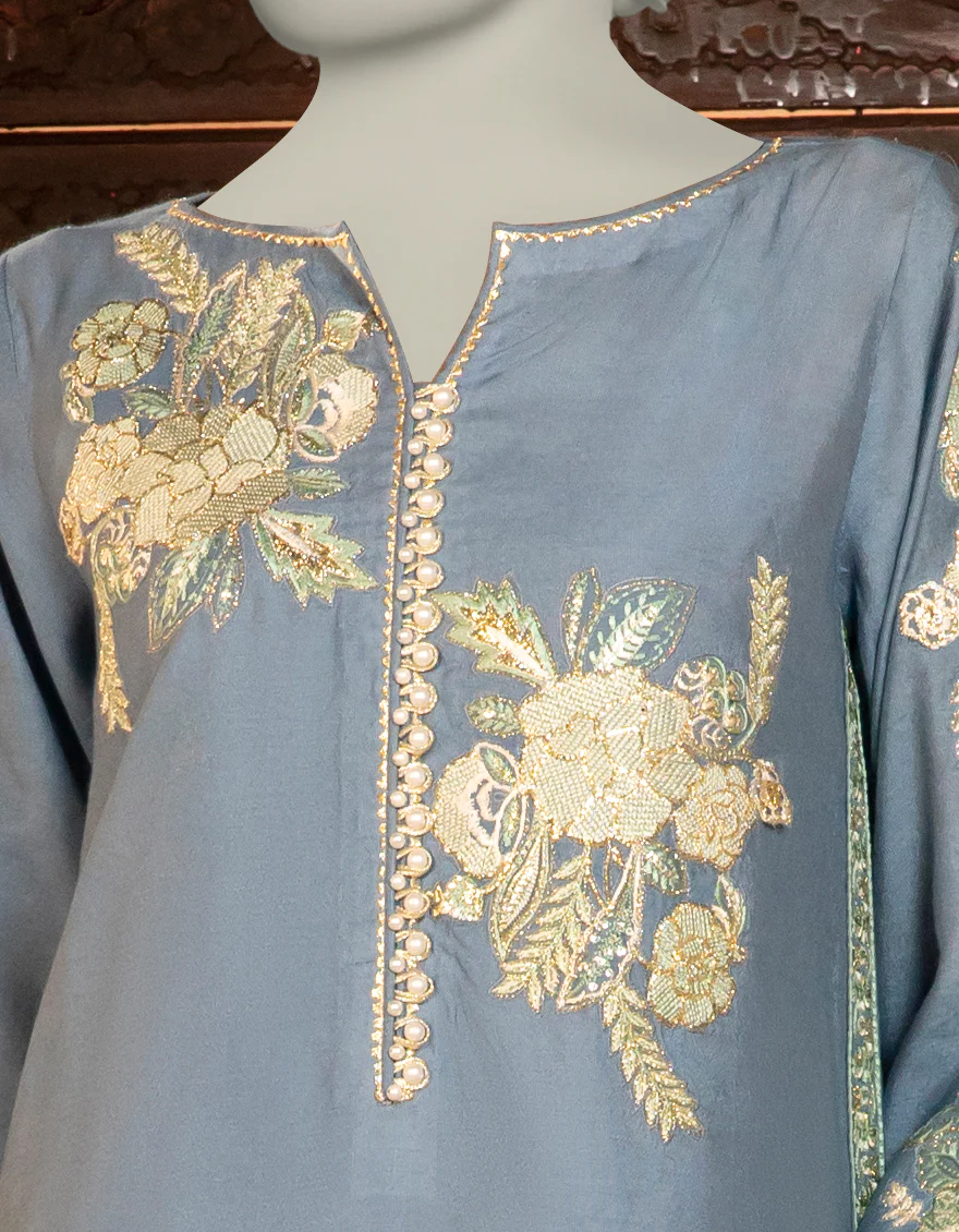 BLUE COTTON NET KURTI | JJLK-S-JFS-25-205 FB/ELFESYA-05 - Image 4