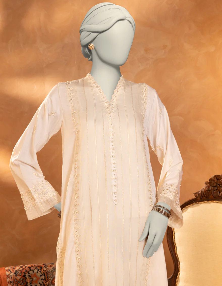 WHITE PAPER COTTON KURTI | JJLK-S-JFS-25-207 FB/ELFESYA-7 - Image 2