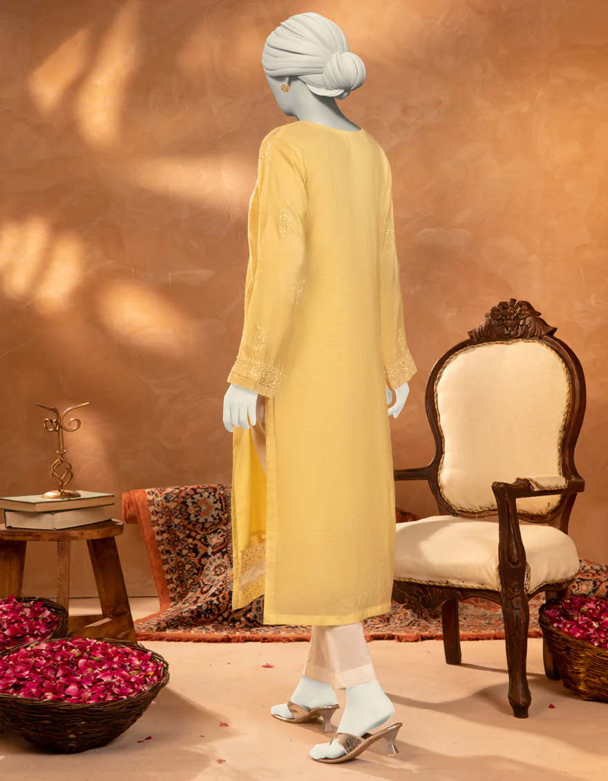 YELLOW PAPER COTTON KURTI | JJLK-S-JFS-25-208 FB/ELFESYA-8 - Image 3