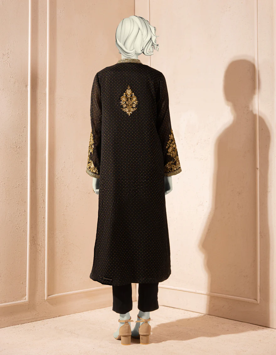 BLACK ORGANZA KURTI | JJLK-S-JFS-25-212 FB/ELFESYA-02 - Image 2