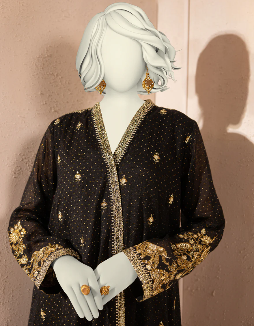 BLACK ORGANZA KURTI | JJLK-S-JFS-25-212 FB/ELFESYA-02 - Image 3