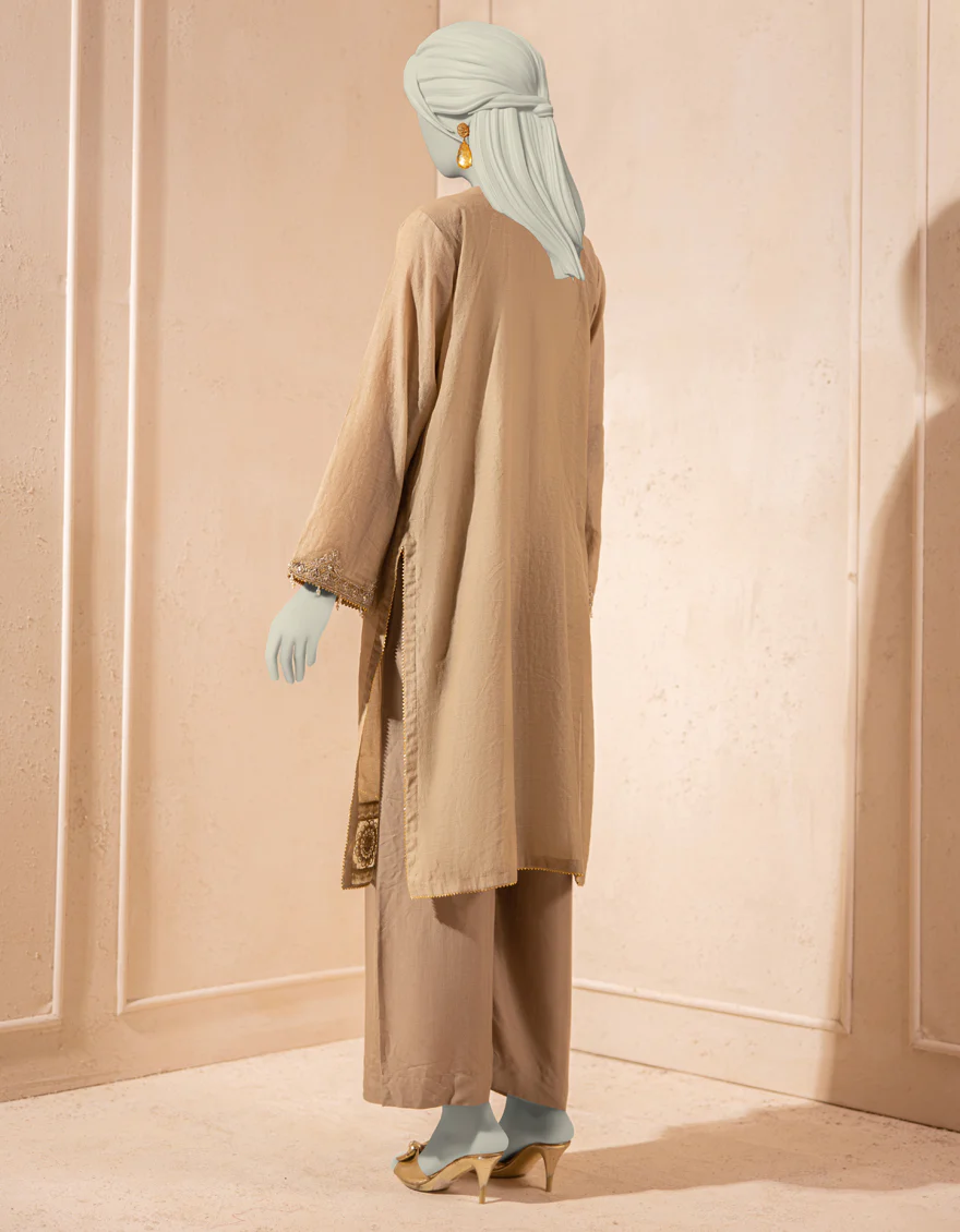 BEIGE ORGANZA KURTI | JJLK-S-JFS-25-214 FB - Image 2