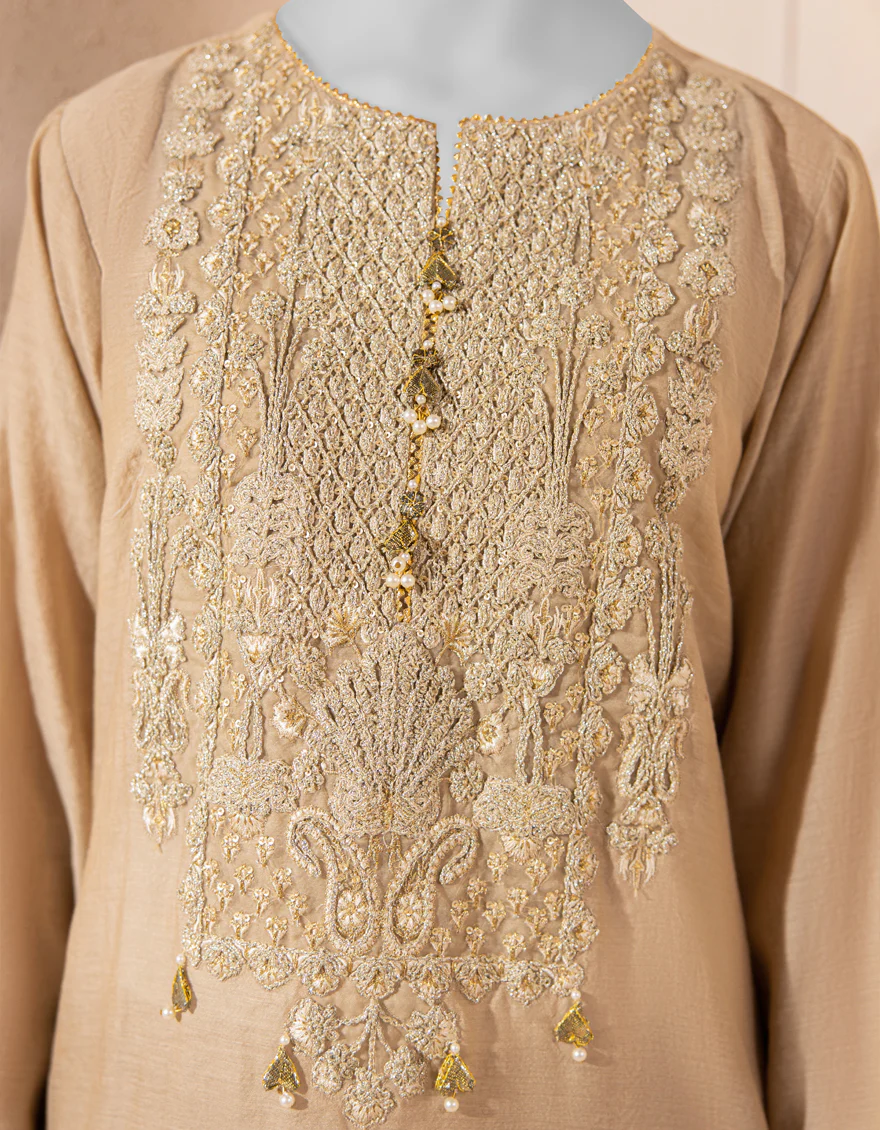 BEIGE ORGANZA KURTI | JJLK-S-JFS-25-214 FB - Image 4