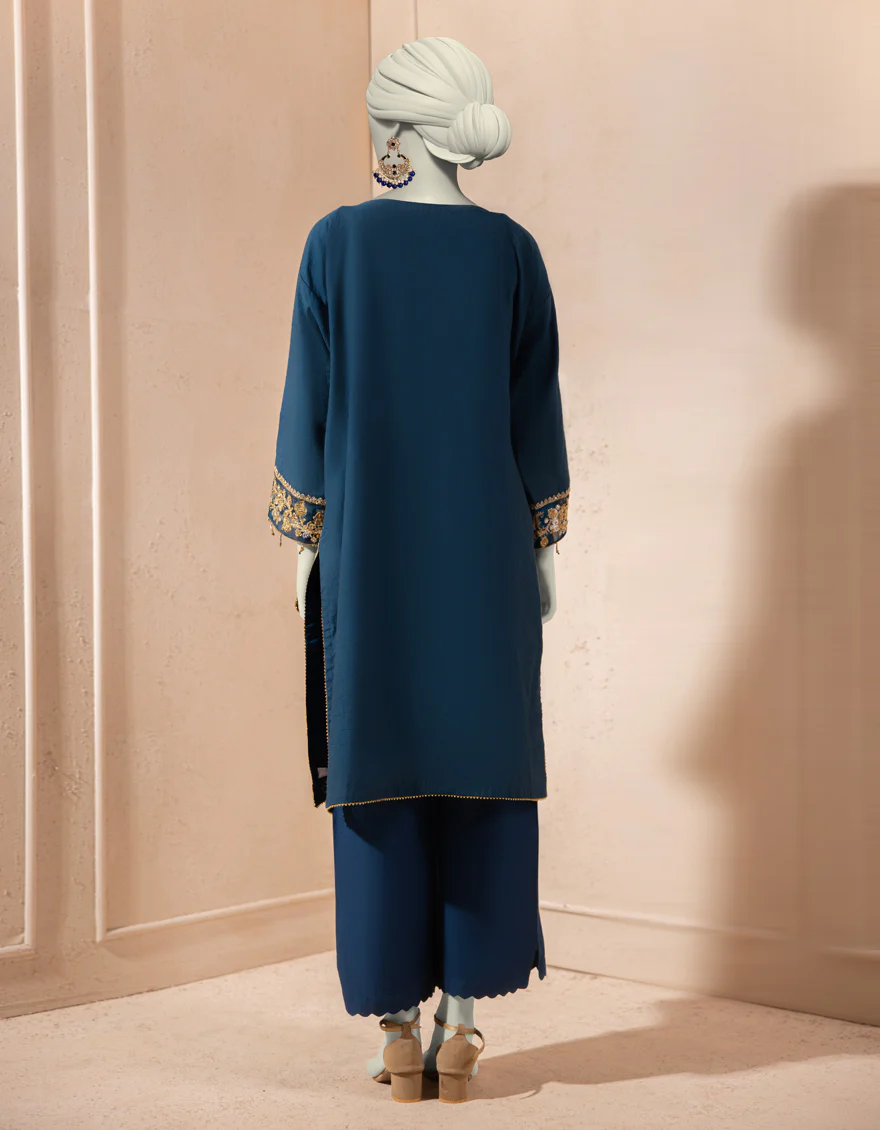 BLUE ORGANZA KURTI | JJLK-S-JFS-25-215 FB - Image 2