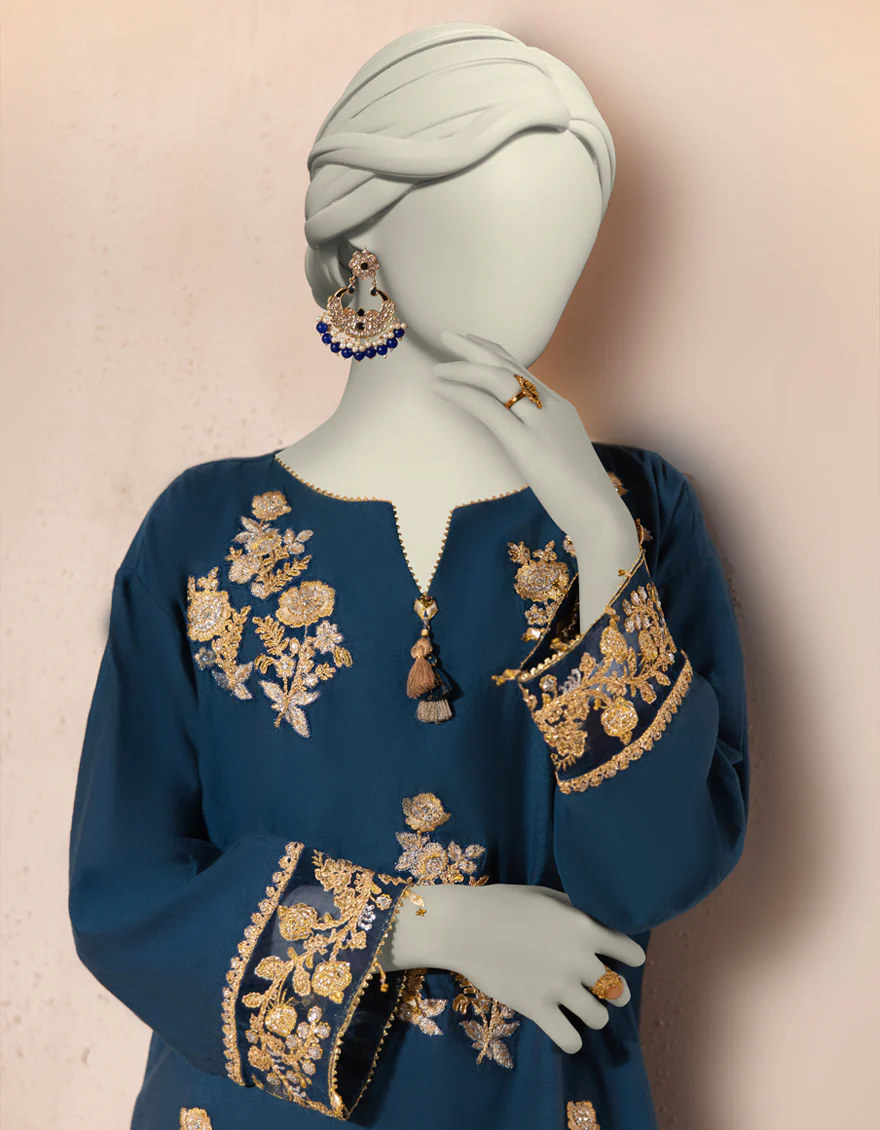 BLUE ORGANZA KURTI | JJLK-S-JFS-25-215 FB - Image 3