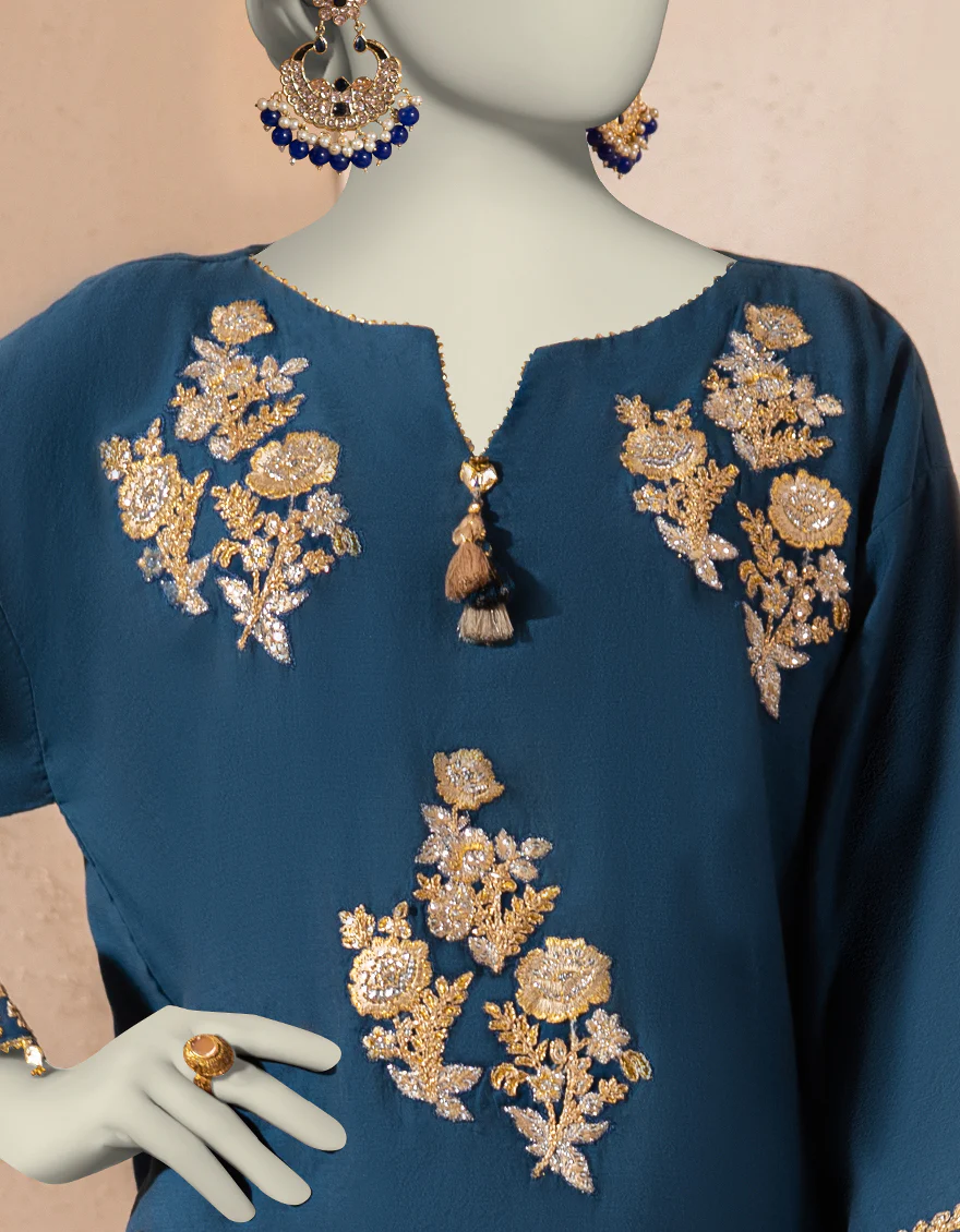 BLUE ORGANZA KURTI | JJLK-S-JFS-25-215 FB - Image 4