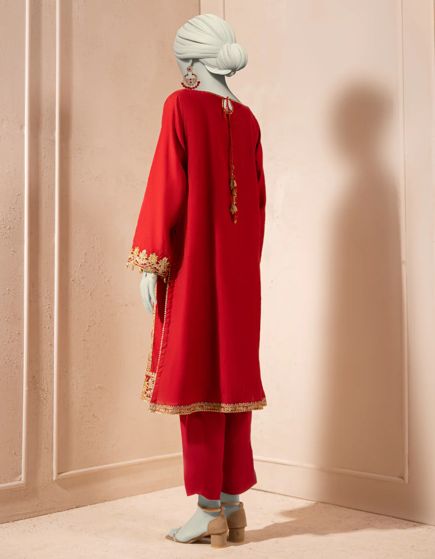 RED ORGANZA KURTI | JJLK-S-JFS-25-216 FB - Image 2