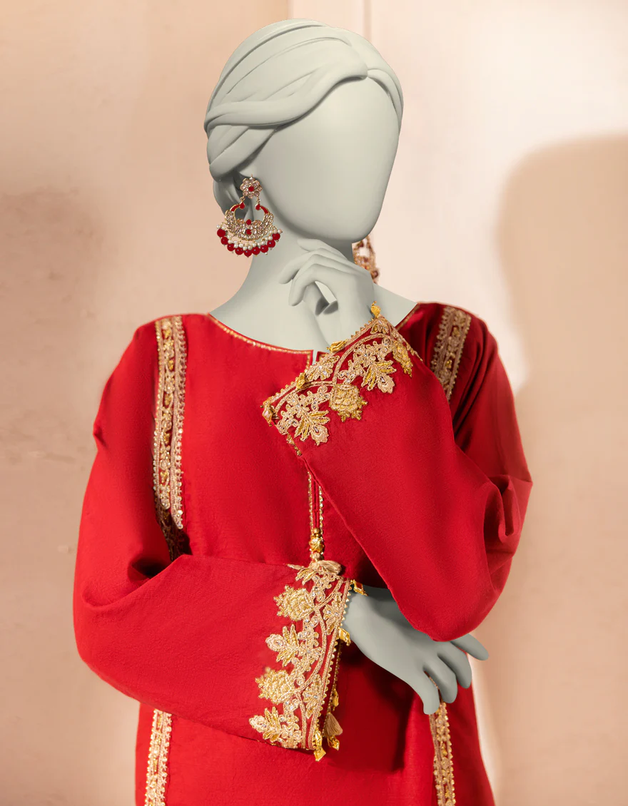 RED ORGANZA KURTI | JJLK-S-JFS-25-216 FB - Image 3