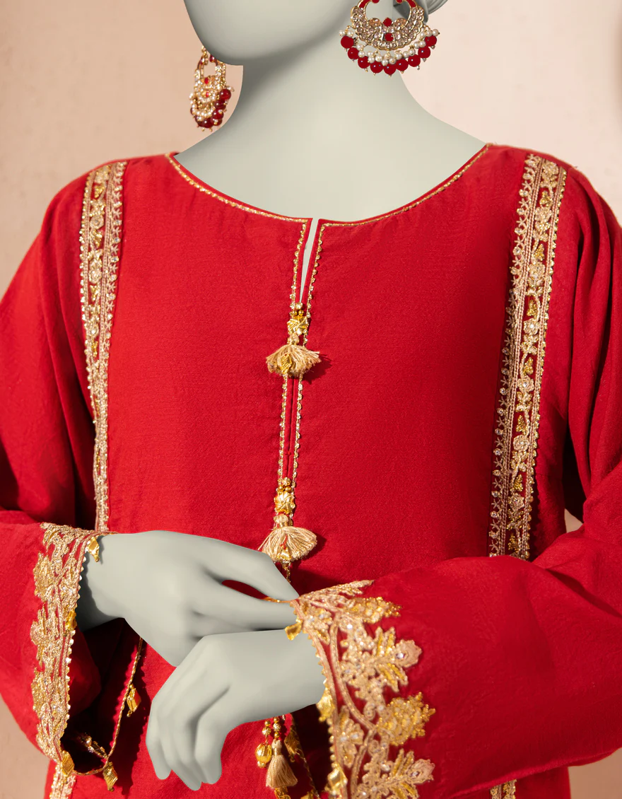 RED ORGANZA KURTI | JJLK-S-JFS-25-216 FB - Image 4