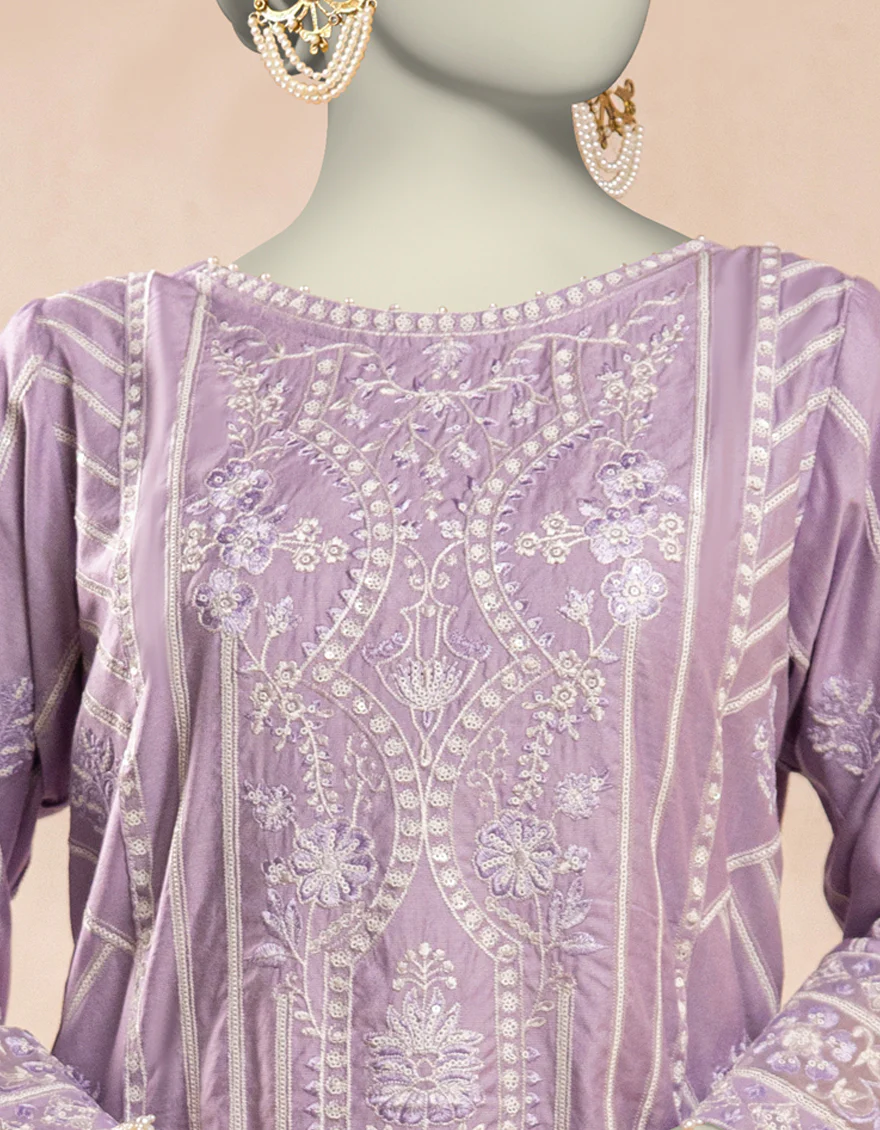 LILAC ORGANZA KURTI | JJLK-S-JFS-25-217 FB - Image 4