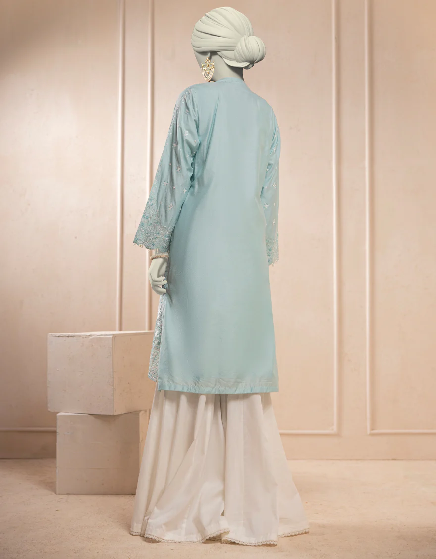 BLUE ORGANZA KURTI | JJLK-S-JFS-25-218 FB - Image 2