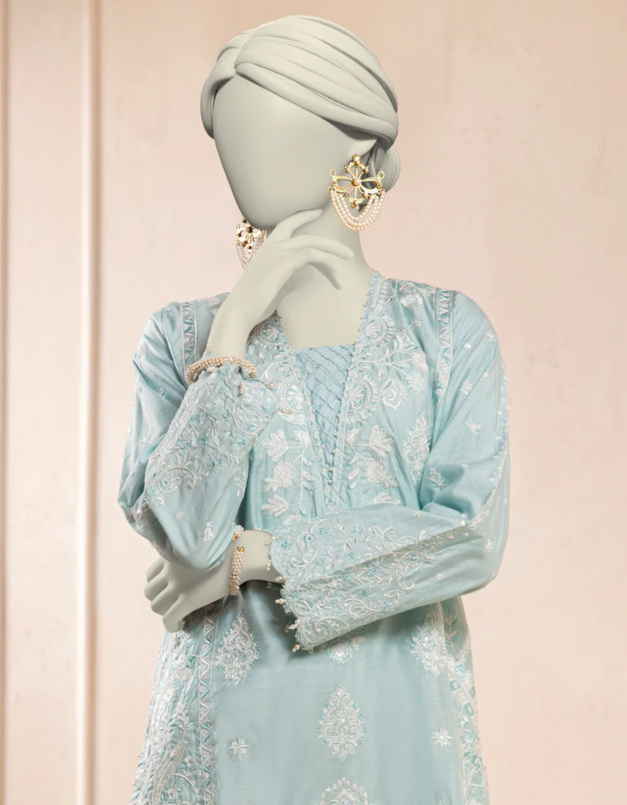 BLUE ORGANZA KURTI | JJLK-S-JFS-25-218 FB - Image 3