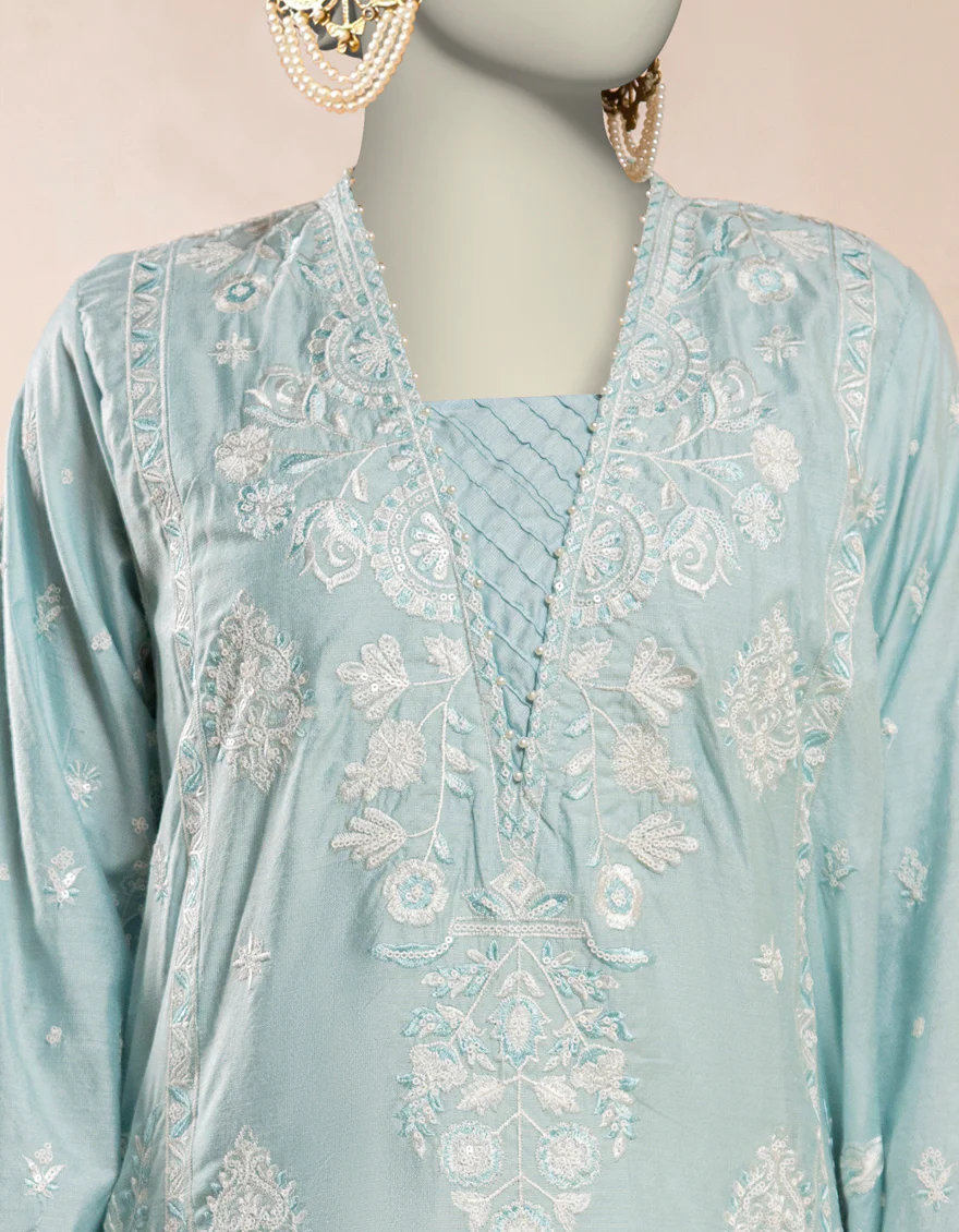 BLUE ORGANZA KURTI | JJLK-S-JFS-25-218 FB - Image 4