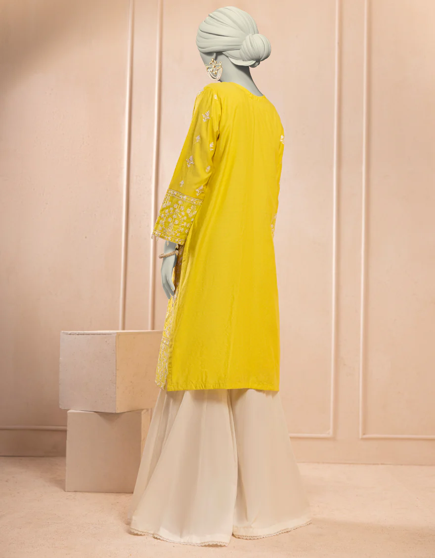 YELLOW COTTON NET KURTI | JJLK-S-JFS-25-219 FB - Image 2