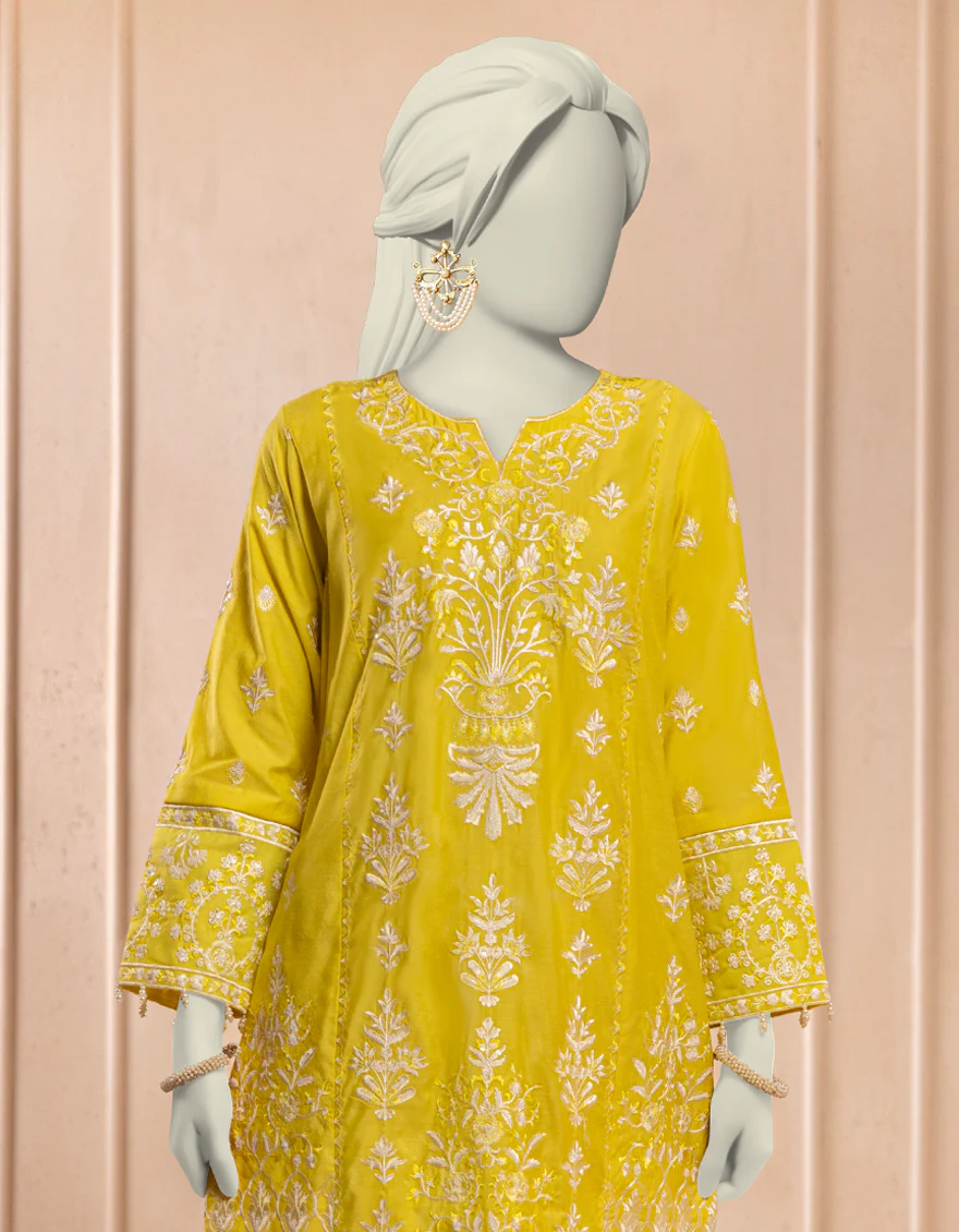 YELLOW COTTON NET KURTI | JJLK-S-JFS-25-219 FB - Image 3