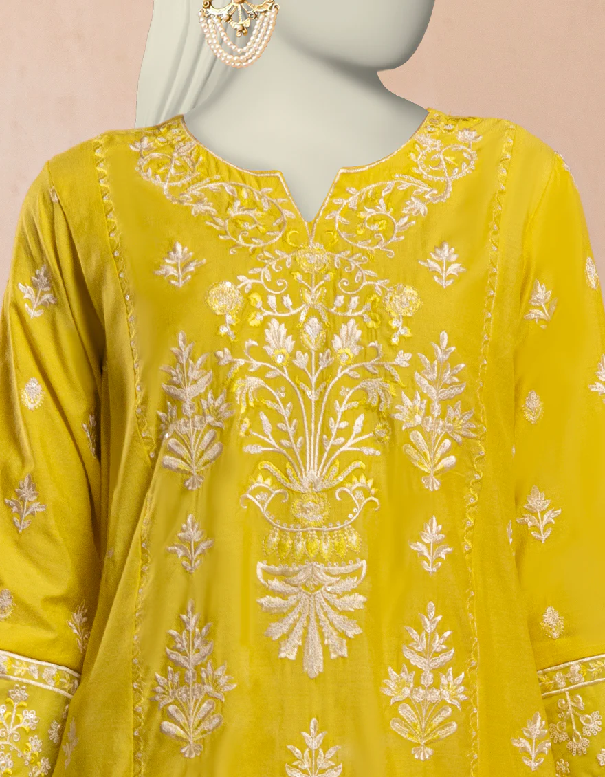 YELLOW COTTON NET KURTI | JJLK-S-JFS-25-219 FB - Image 4