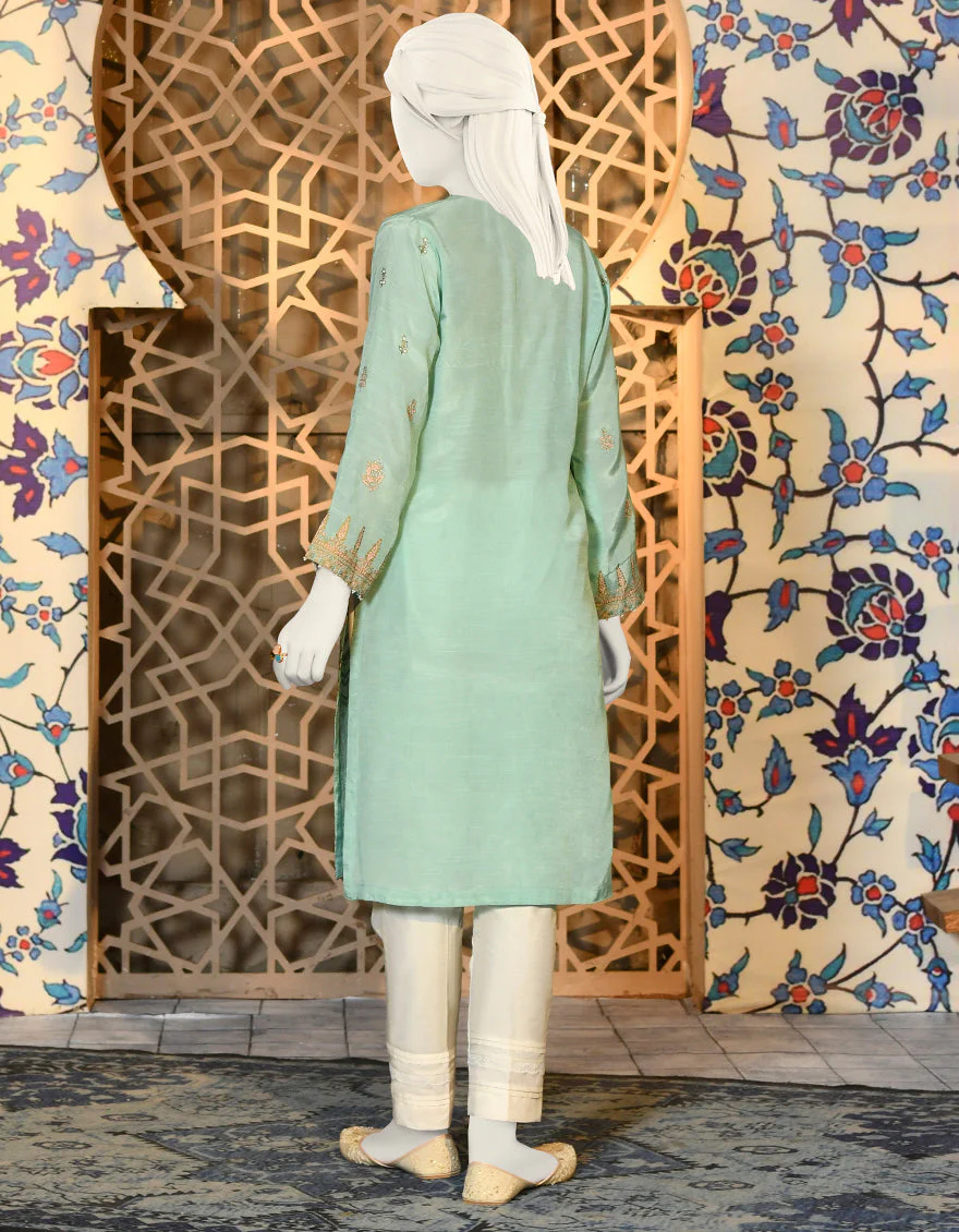 MINT GREEN SILK KURTI | JJLK-S-JPWK-US-22-647 FB/FF-064 - Image 2