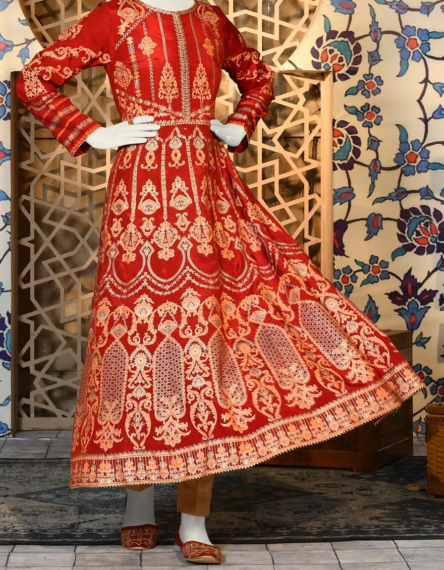 RED SILK KURTI | JJLK-S-JPWK-US-22-649 FB/FF-064 - Image 3