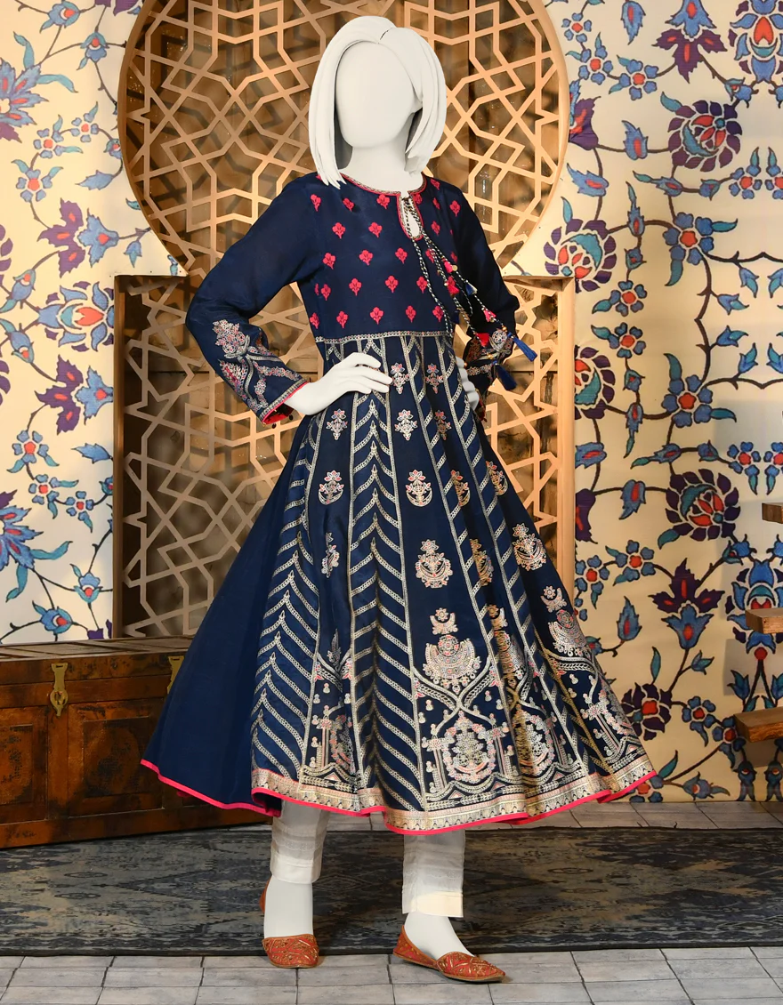 BLUE SILK KURTI | JJLK-S-JPWK-US-22-651 FB/FF-064