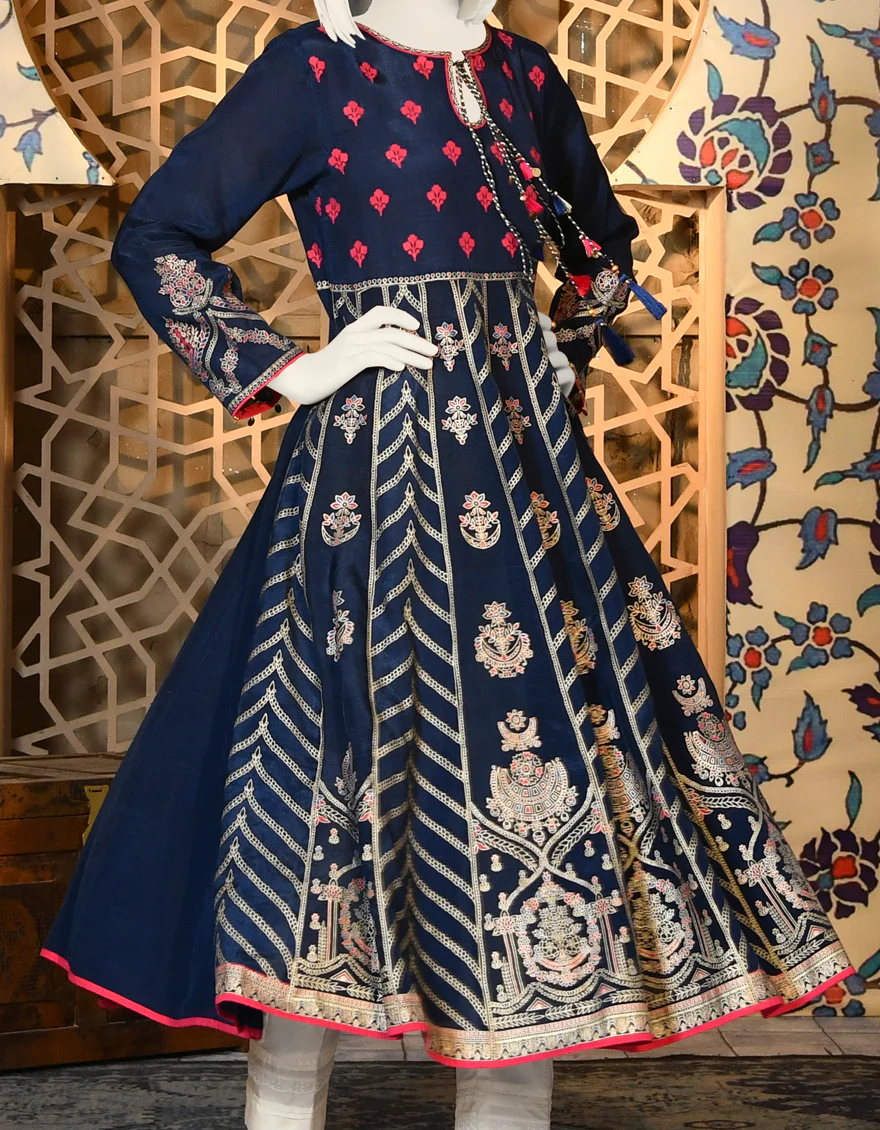 BLUE SILK KURTI | JJLK-S-JPWK-US-22-651 FB/FF-064 - Image 3