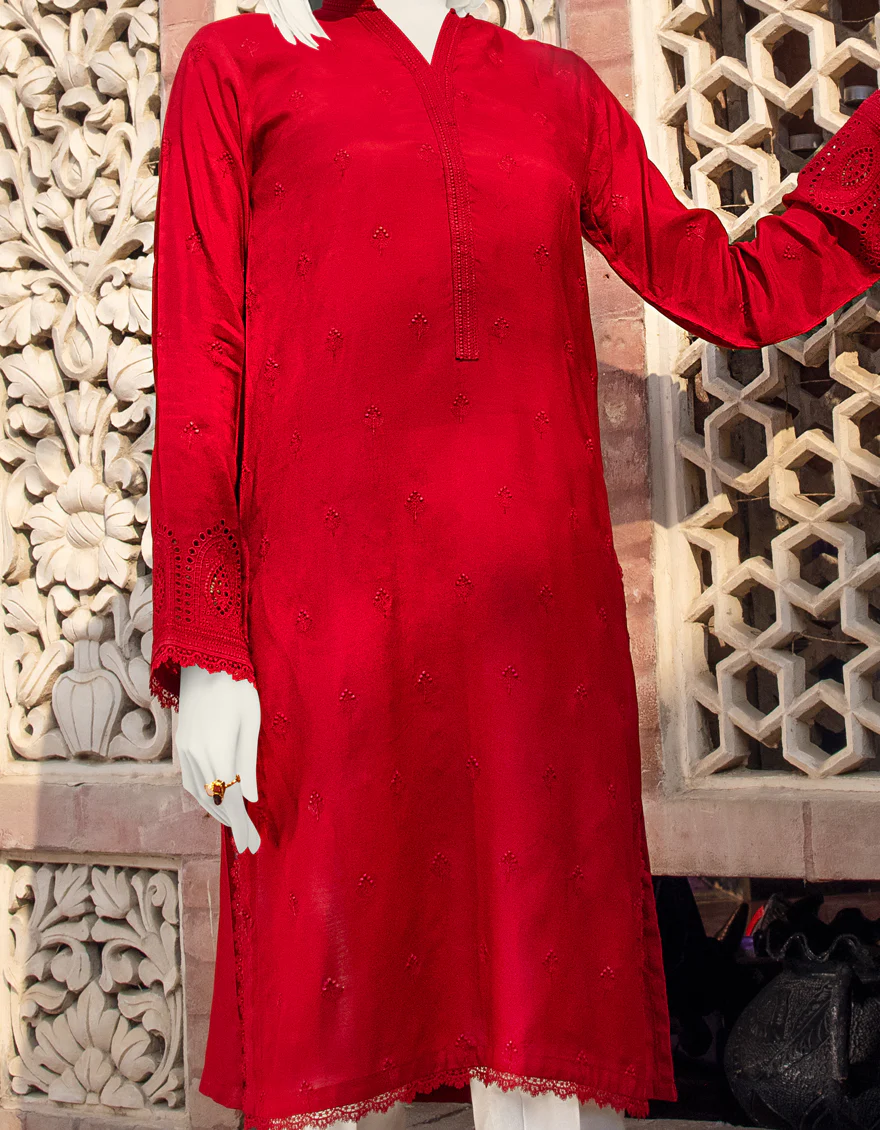RED RAW SILK KURTI | JJLK-S-JPWK-US-22-669 FB/MF-496 - Image 2