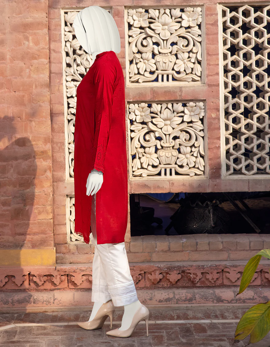 RED RAW SILK KURTI | JJLK-S-JPWK-US-22-669 FB/MF-496 - Image 3