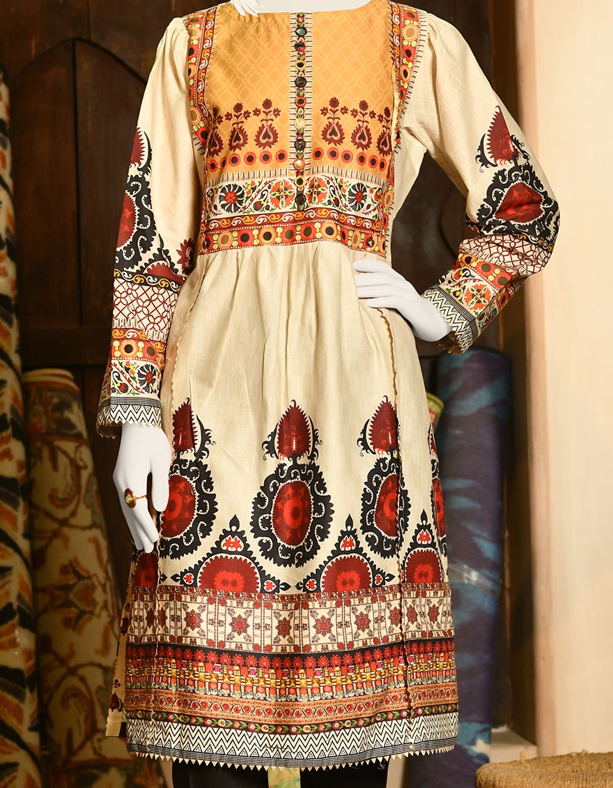 BEIGE CAMBRIC KURTI | JJLK-S-JPWK-US-22-677 FB/NAKSH - Image 3