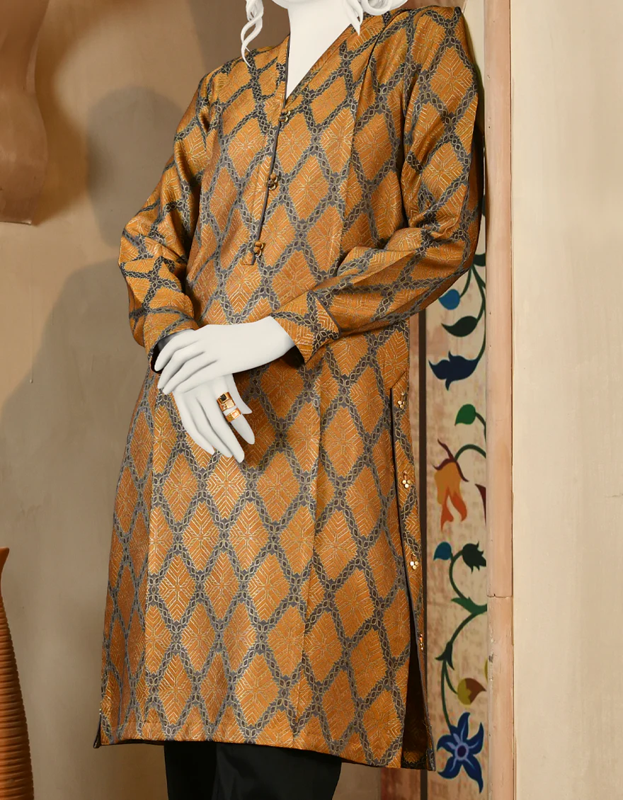CHROME YELLOW JACQUARD KURTI | JJLK-S-JPWK-US-22-717 FB/SUSEN - Image 2