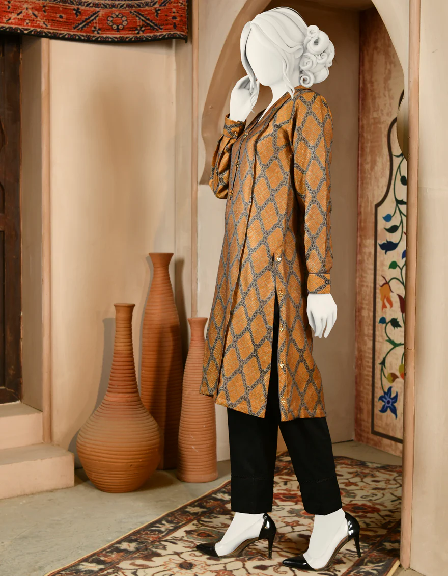 CHROME YELLOW JACQUARD KURTI | JJLK-S-JPWK-US-22-717 FB/SUSEN - Image 3