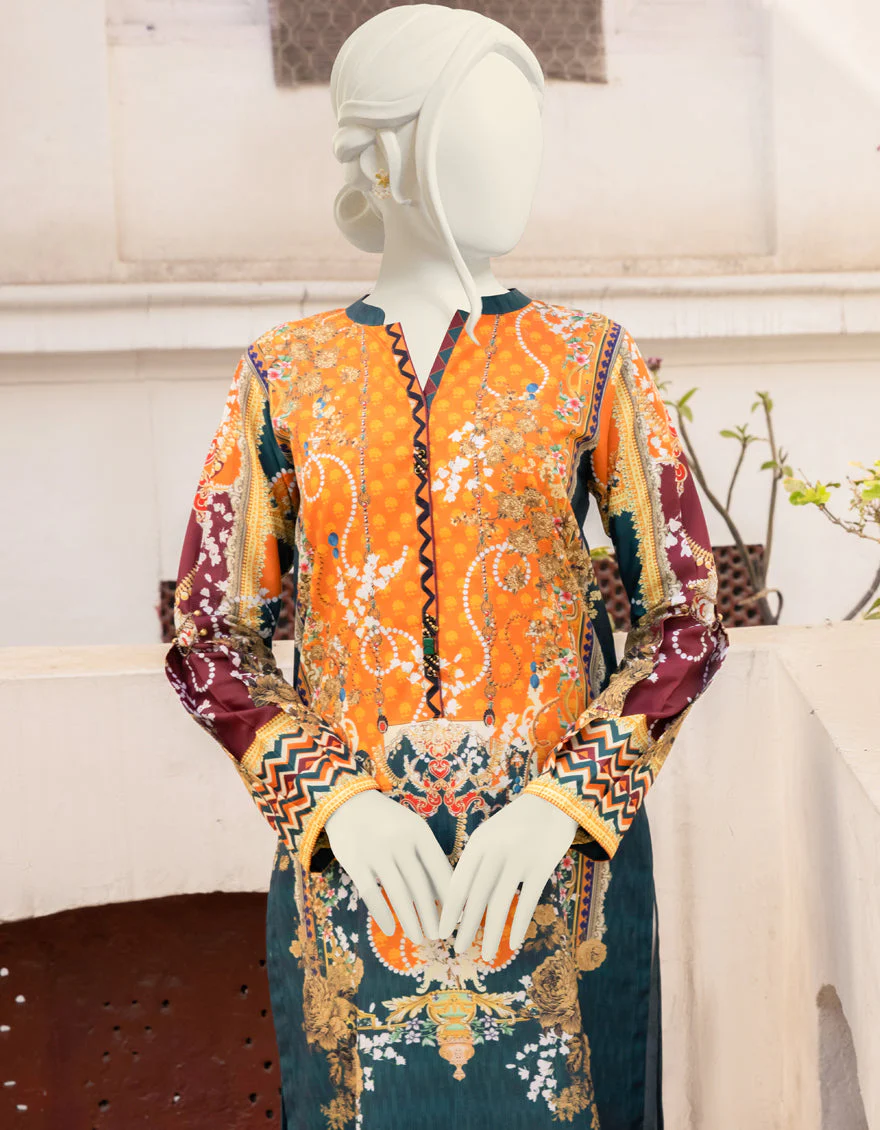 ORANGE SILK KURTI | JJLK-S-JPWK-US-22-732 FB/FF-469 - Image 3