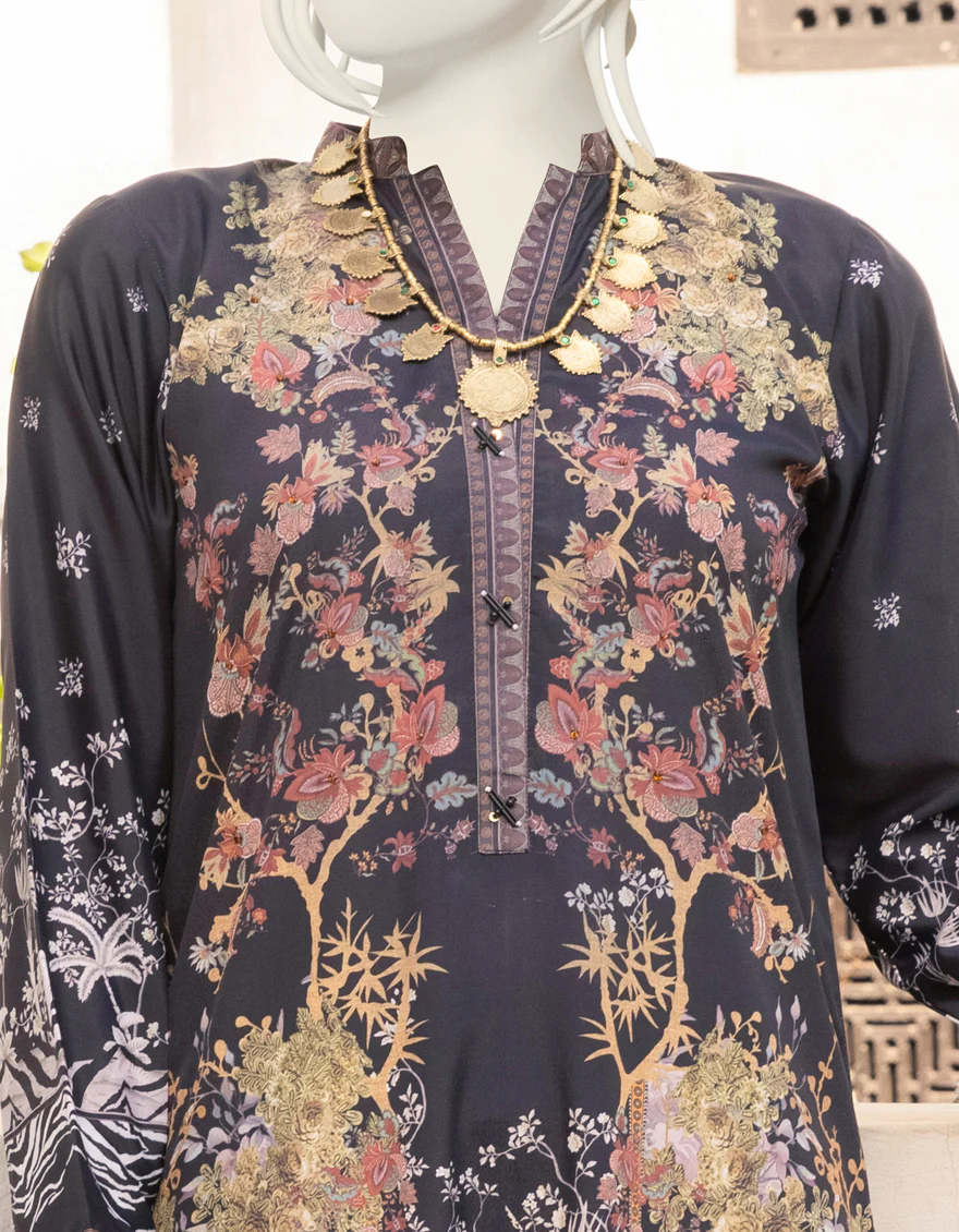 BLACK SILK KURTI | JJLK-S-JPWK-US-22-733 FB/GEM - Image 3