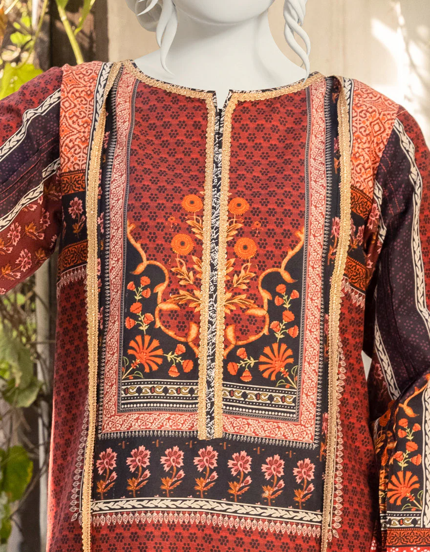 MAROON CAMBRIC KURTI | JJLK-S-JPWK-US-22-738 FB/SALMON - Image 3