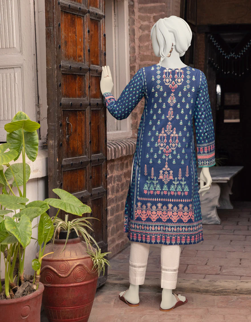 BLUE LAWN KURTI | JJLK-S-JPWK-US-22-753 FB/NAVY BLUE - Image 2