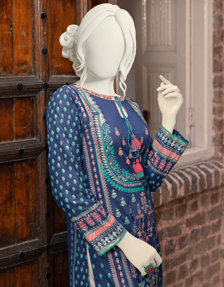 BLUE LAWN KURTI | JJLK-S-JPWK-US-22-753 FB/NAVY BLUE - Image 3
