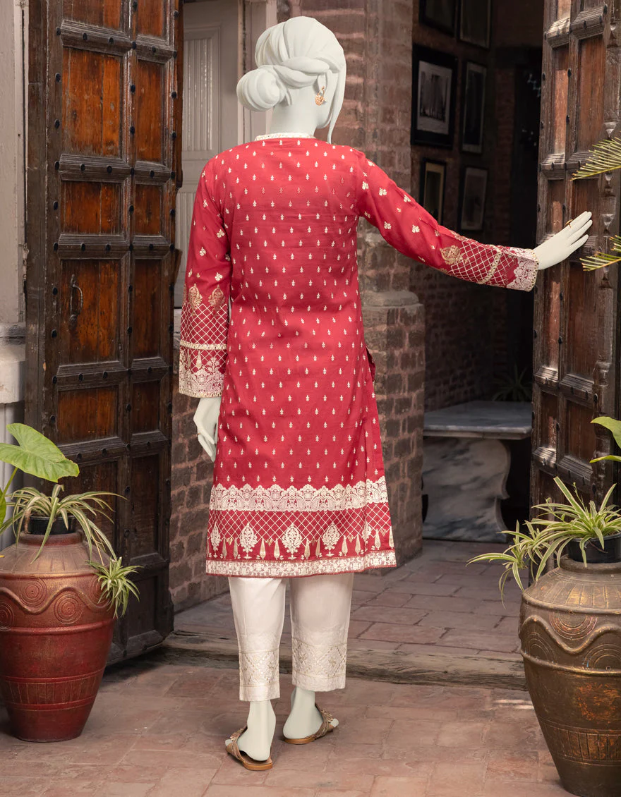 RED LAWN KURTI | JJLK-S-JPWK-US-22-754 FB/TEHZEEB - Image 2