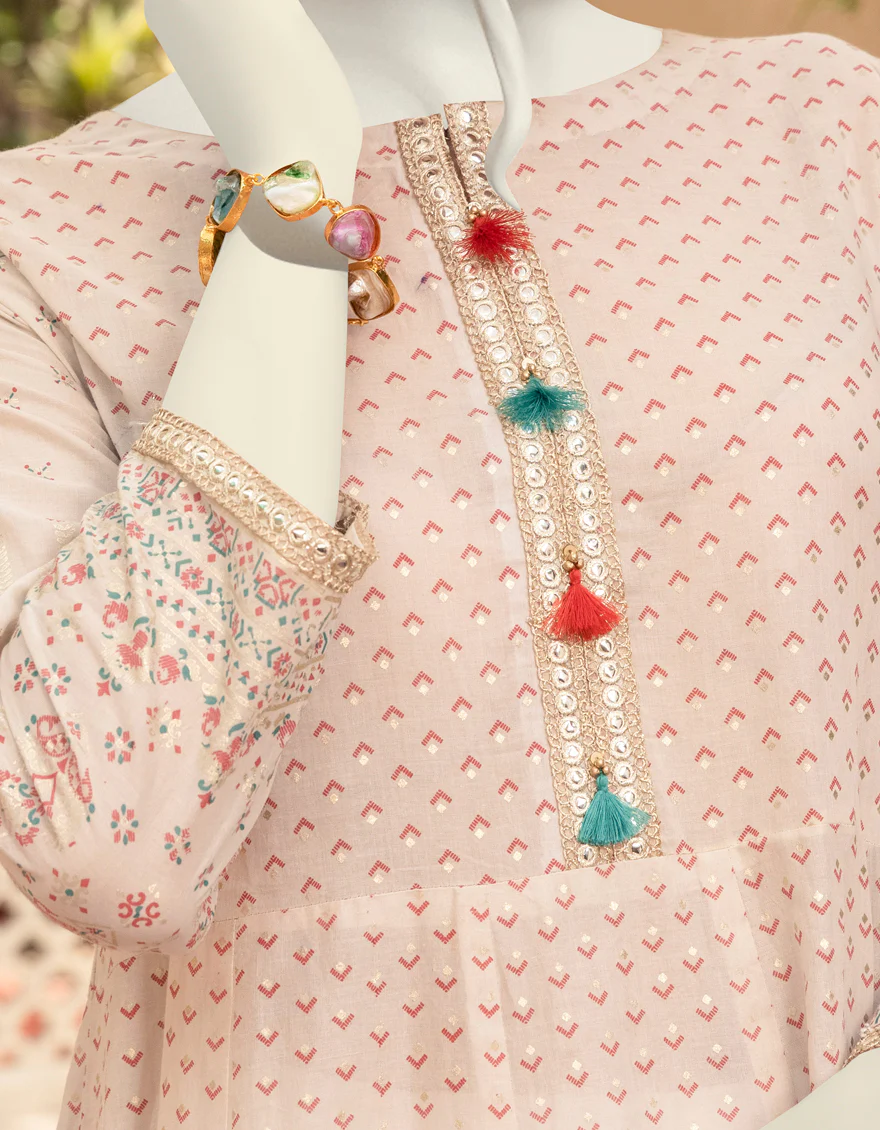 BEIGE LAWN KURTI | JJLK-S-JPWK-US-22-756 FB/BEIGE DUST - Image 2
