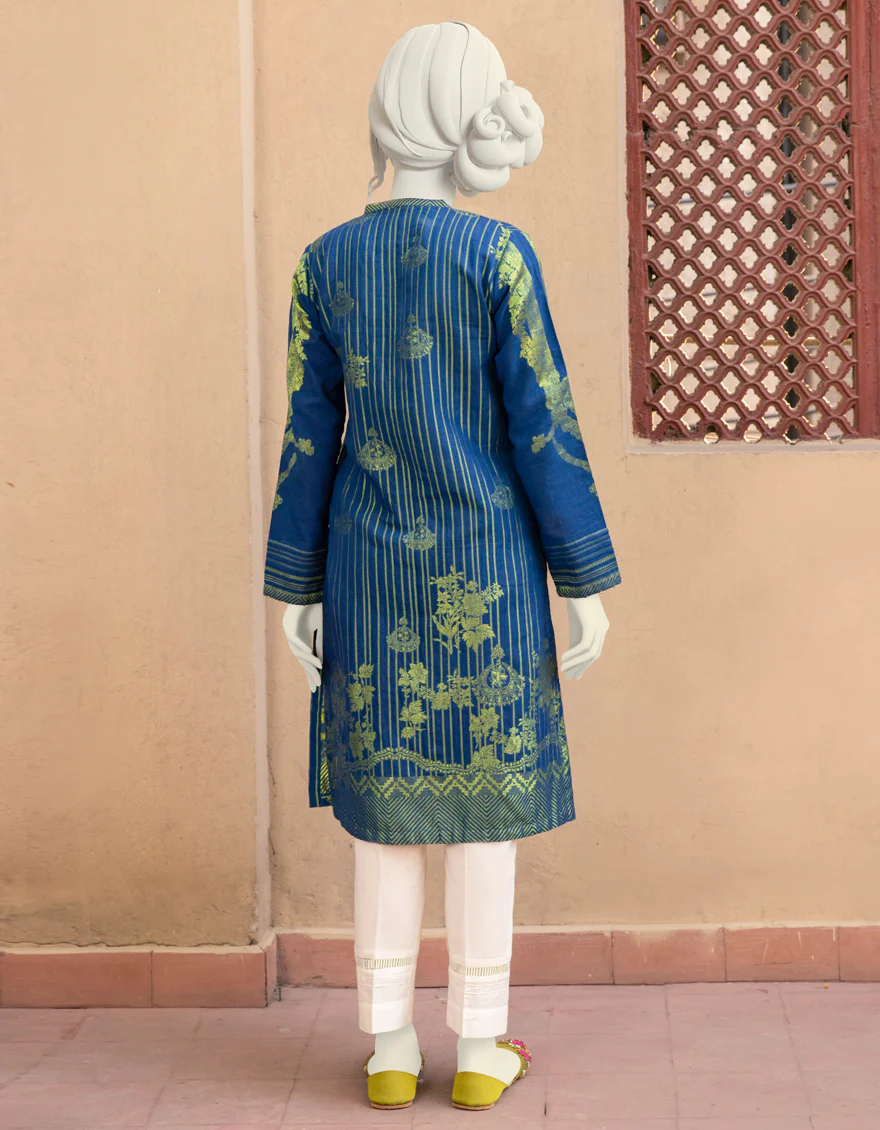 BLUE JACQUARD KURTI | JJLK-S-JPWK-US-22-765 FB/MX-3955 - Image 2
