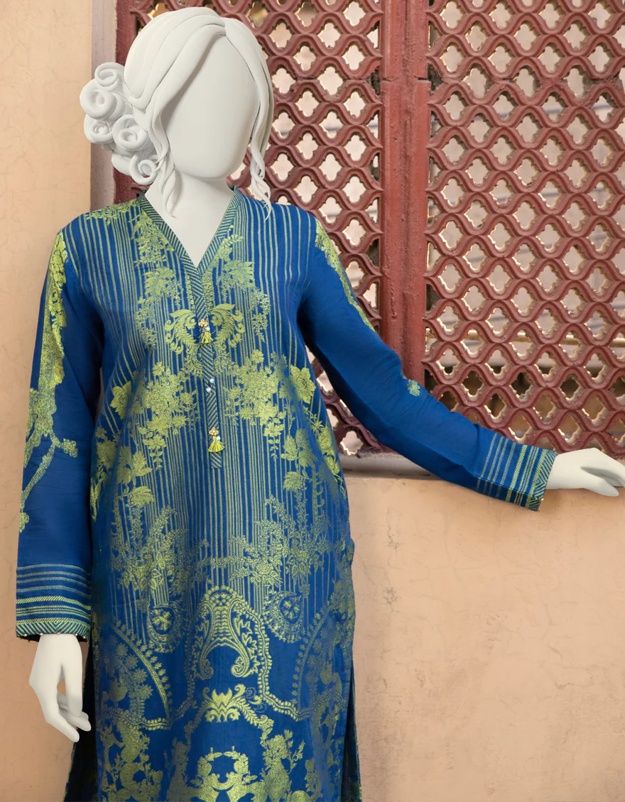 BLUE JACQUARD KURTI | JJLK-S-JPWK-US-22-765 FB/MX-3955 - Image 4