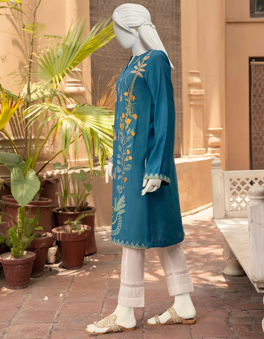 TEAL SILK KURTI | JJLK-S-JPWK-US-22-773 FB/FF-060 - Image 3