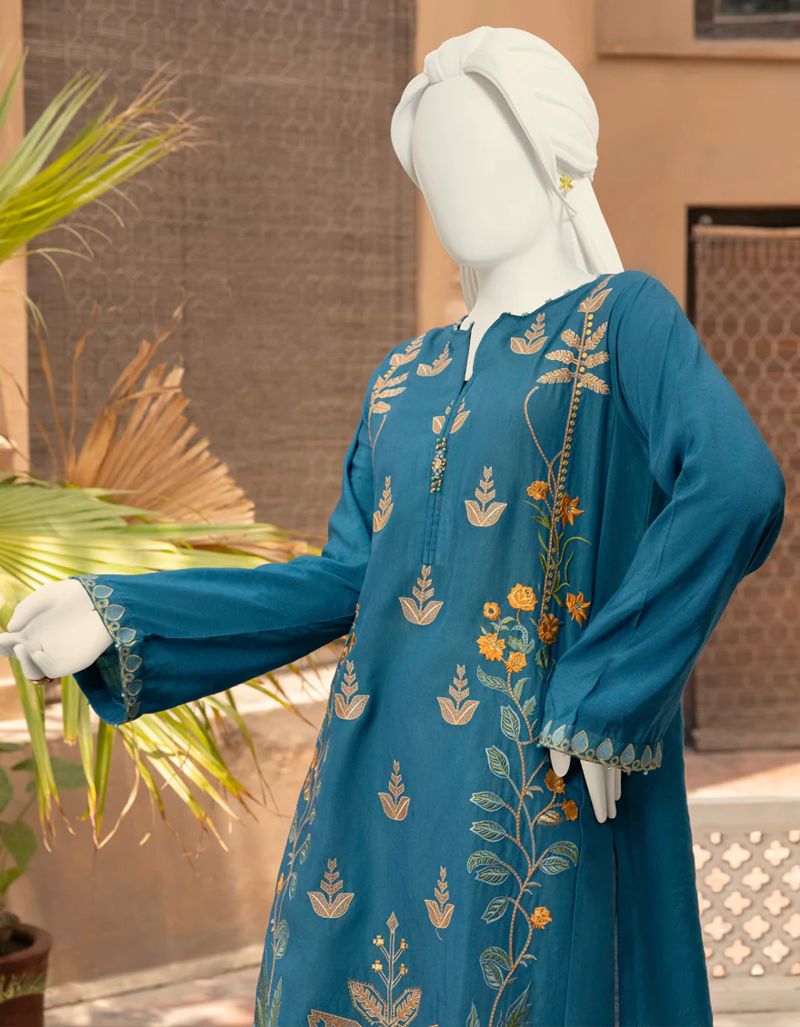 TEAL SILK KURTI | JJLK-S-JPWK-US-22-773 FB/FF-060 - Image 4