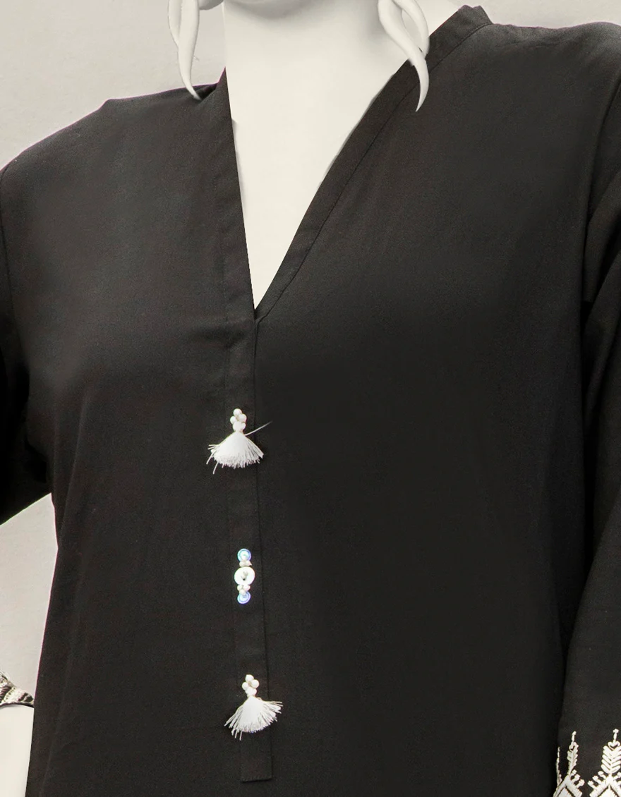 BLACK LAWN KURTI | JJLK-S-JPWK-US-22-793 FB/RFD - Image 2