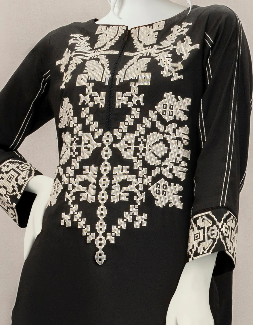 BLACK LAWN KURTI | JJLK-S-JPWK-US-22-794 FB/RFD - Image 2