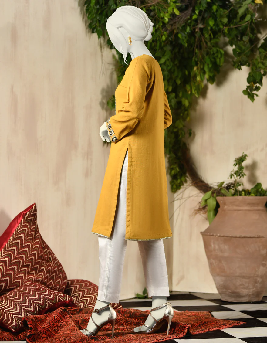 YELLOW KHADDAR KURTI | JJLK-S-JPWK-US-22-815 FB/FF-021 - Image 2