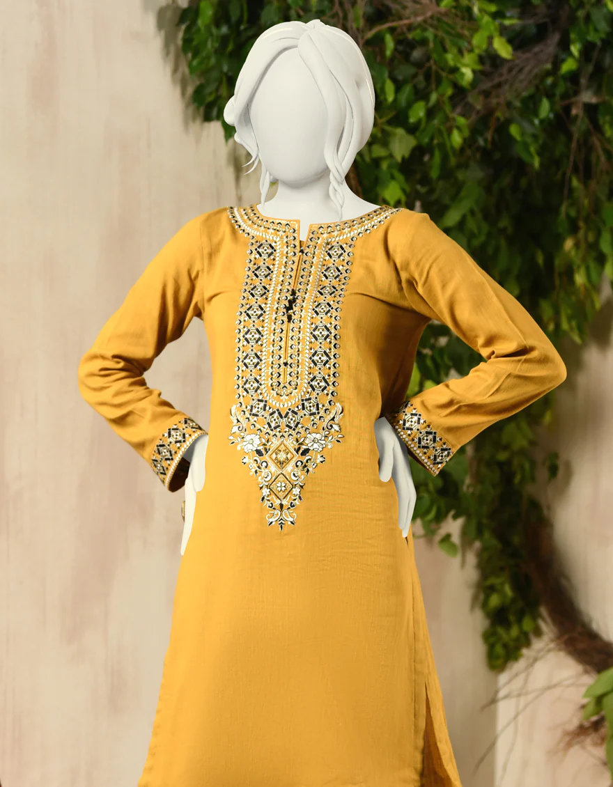 YELLOW KHADDAR KURTI | JJLK-S-JPWK-US-22-815 FB/FF-021 - Image 4