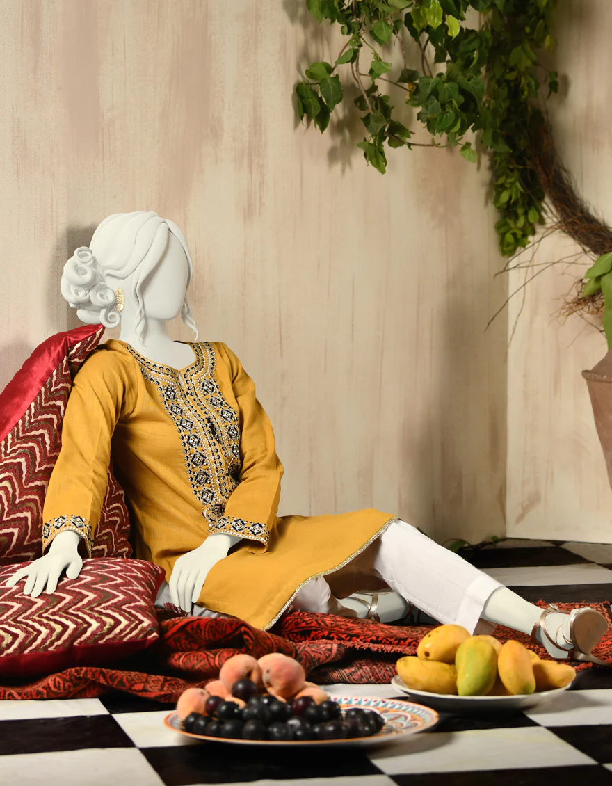 YELLOW KHADDAR KURTI | JJLK-S-JPWK-US-22-815 FB/FF-021 - Image 5