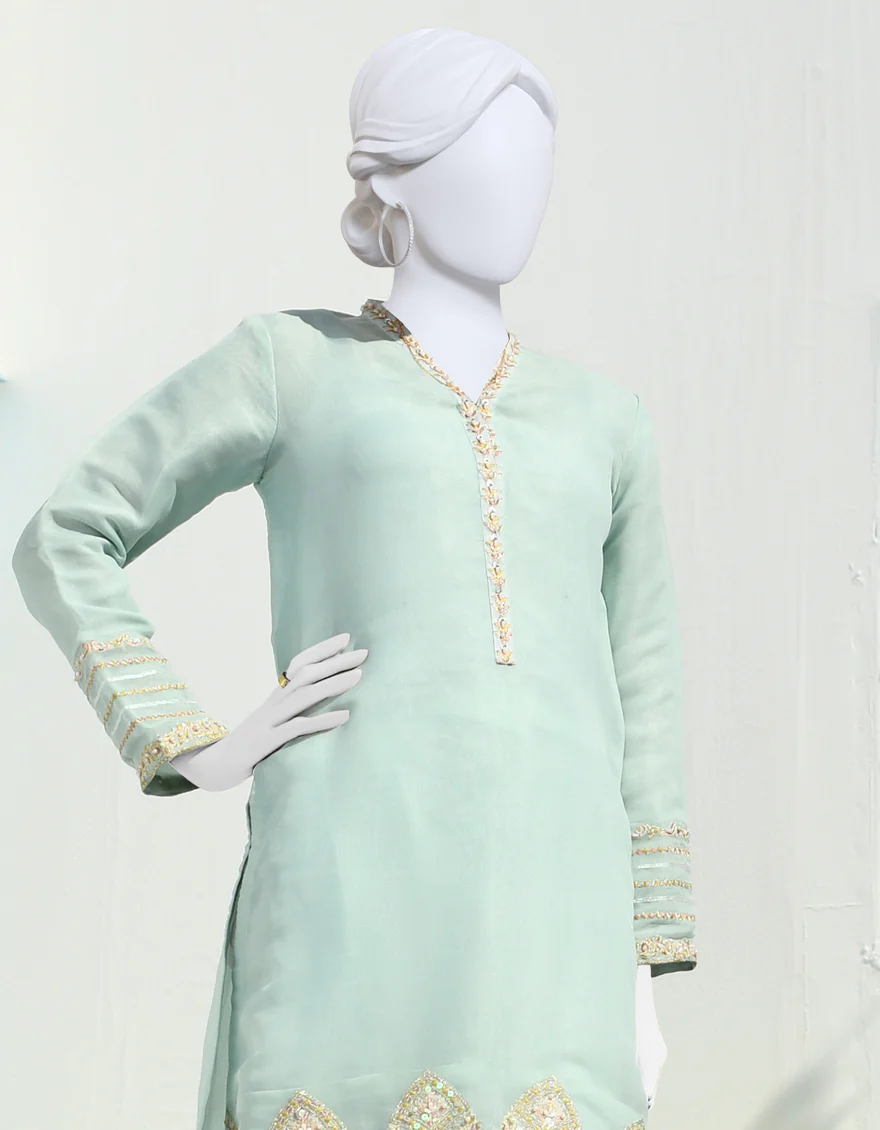 SKY BLUE SILK KURTI | JJLK-S-JPWK-US-23-877 FB/JN-876 - Image 2